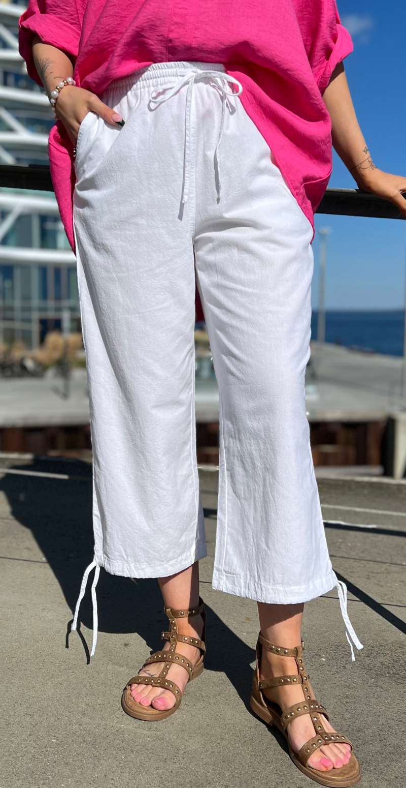 hvide sally capri bukser i bomuld
