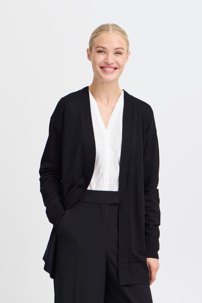 Morla lang cardigan med lange ærmer sort b.young