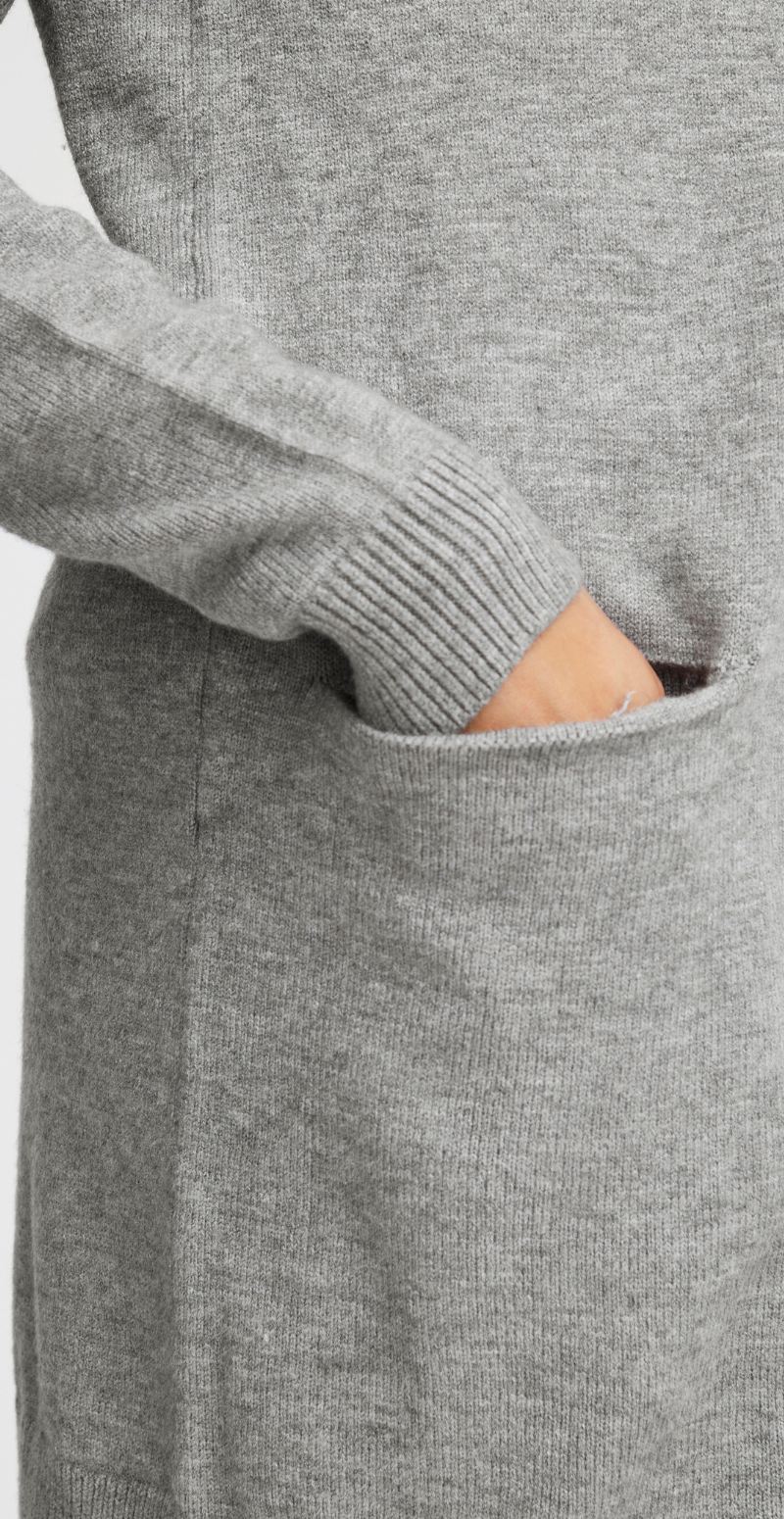 Cardigan i strik mid grey melange