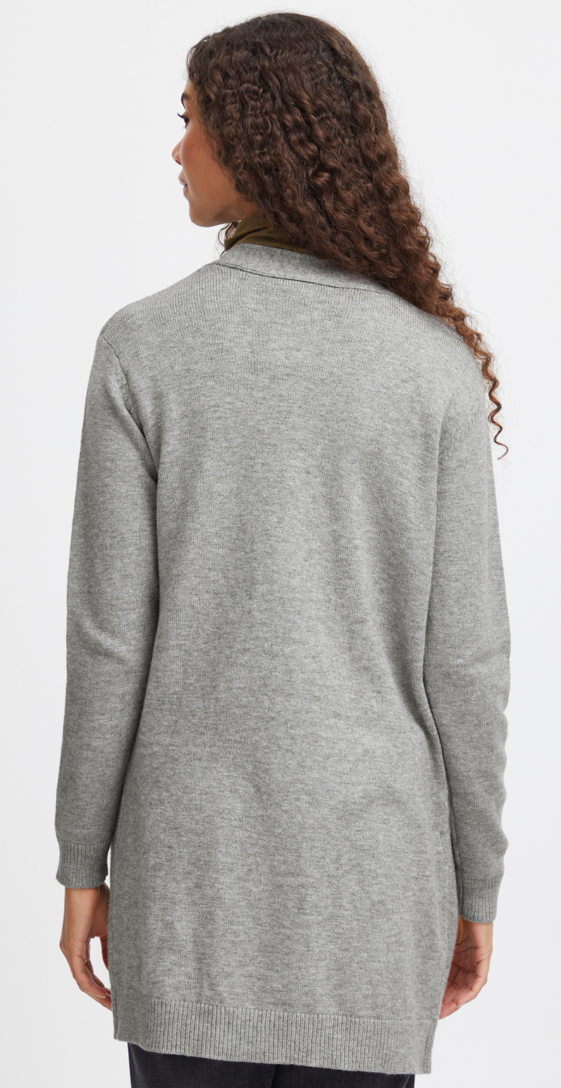 Cardigan i strik mid grey melange