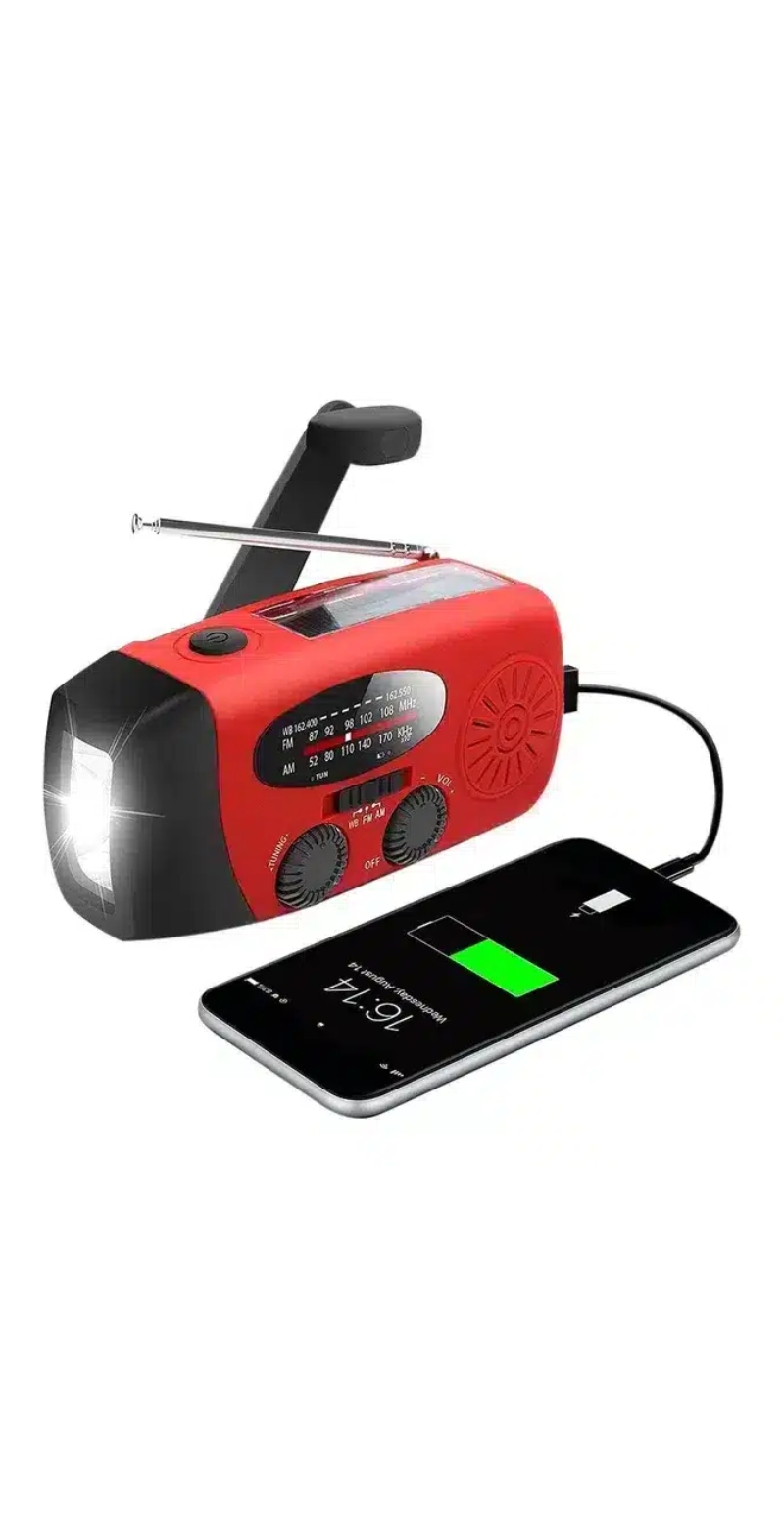 FM radio med genopladeligt batteri, bluetooth og powerbank-funktion