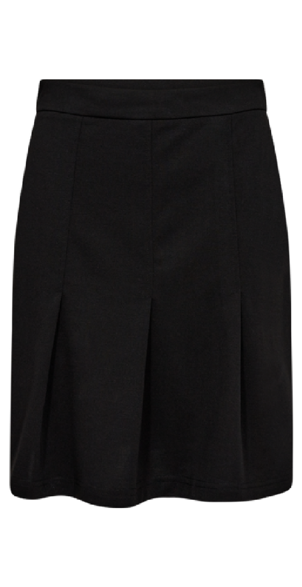Kort nederdel med vidde og læg detaljer sort 