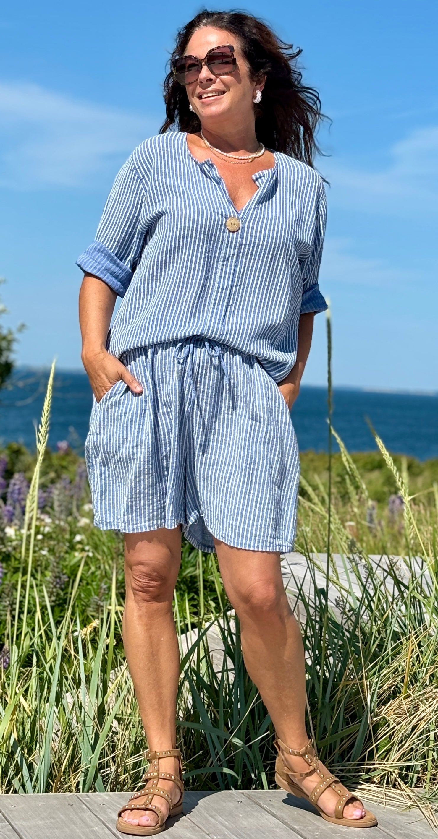 Elise stribet shorts denim LikeLondon