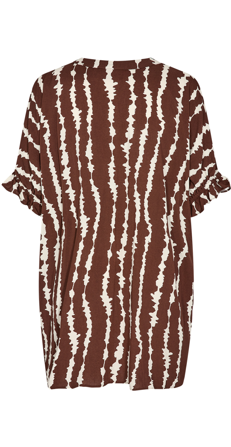 Tunika med split hals og print coffee