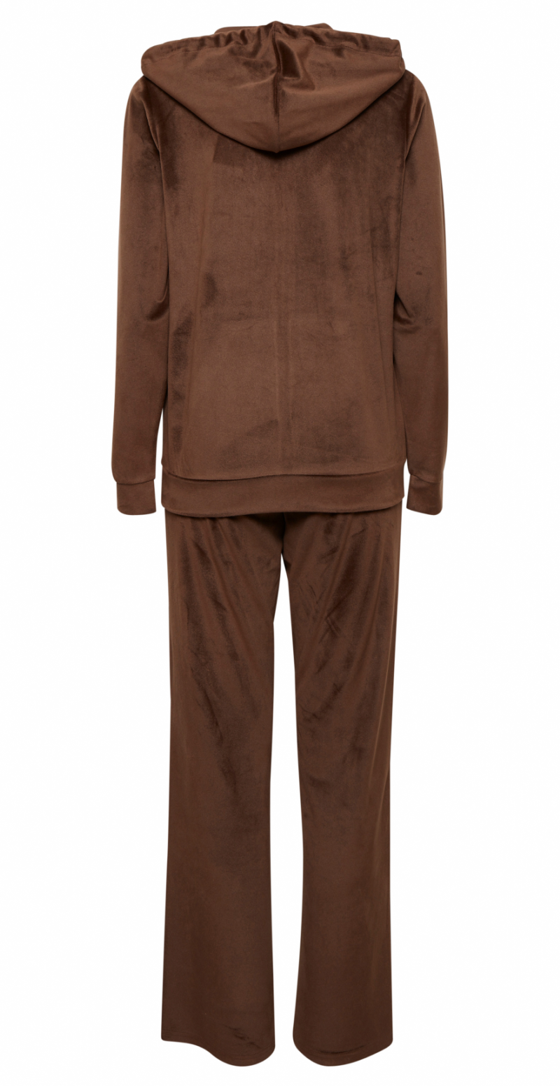 Velour sæt med bukser og cardigan chicory coffee