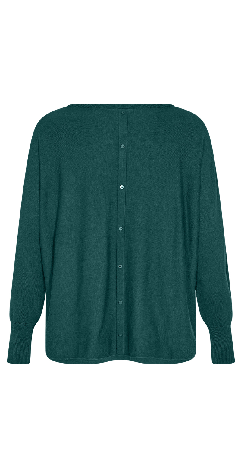 Pullover med knapstole bagpå shady green