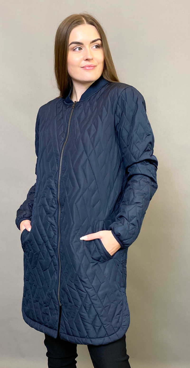 Quiltet jakke med lommer navy