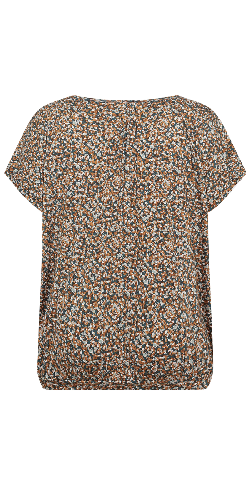 Bluse med korte ærmer og print shady green