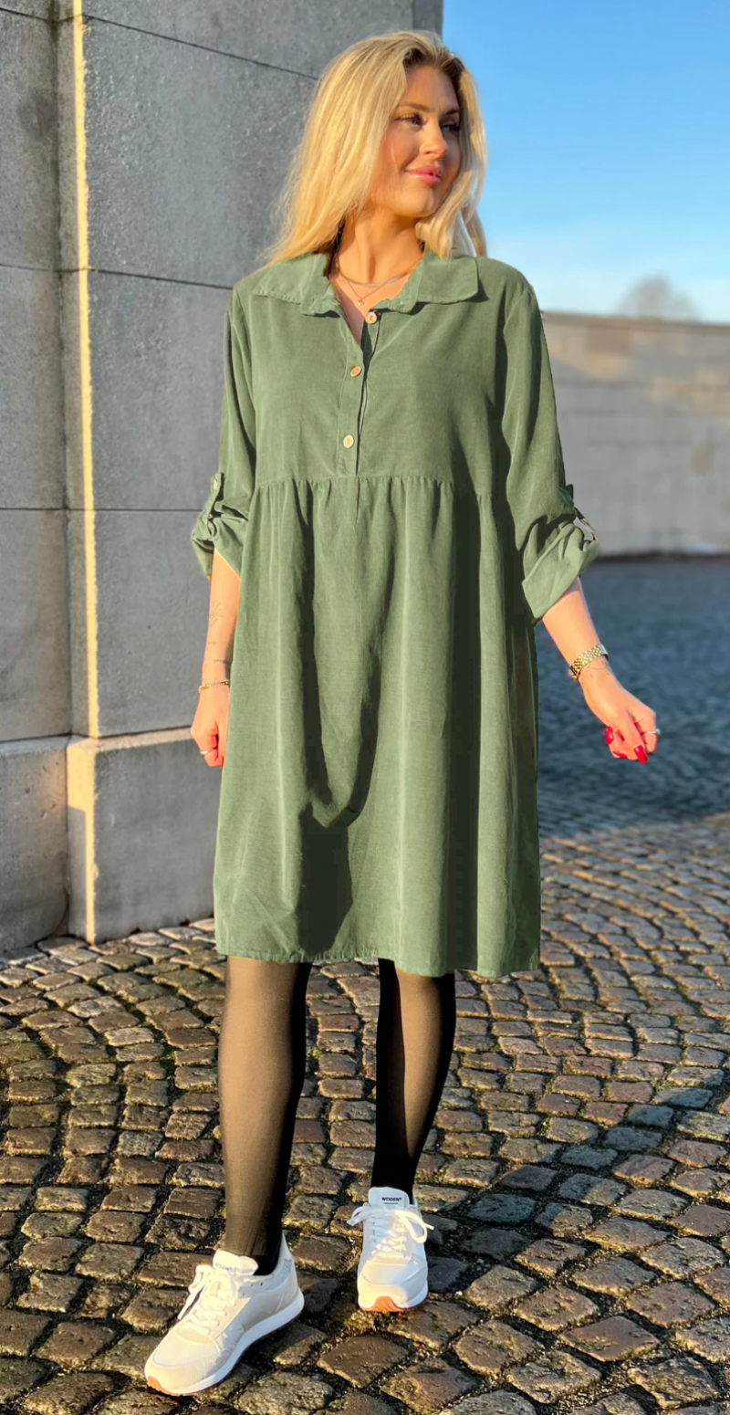 Elvira fløjlskjole light army