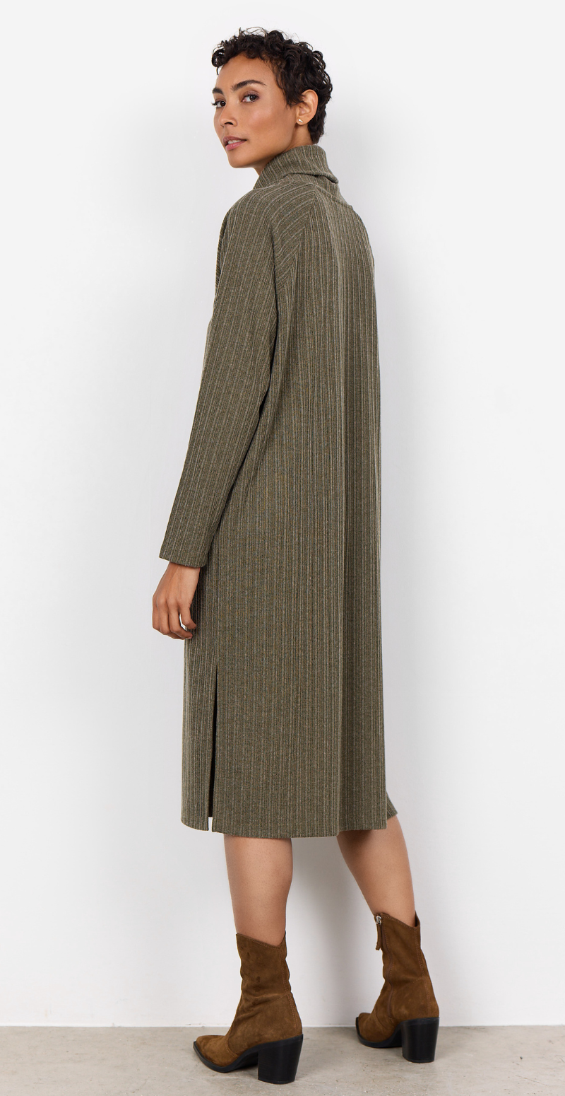 Gitte kjole med høj hals khaki