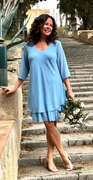 Carolina kjole i 2 lag lysblå Likelondon