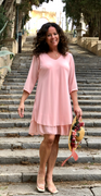 Carolina kjole i 2 lag rosa Likelondon
