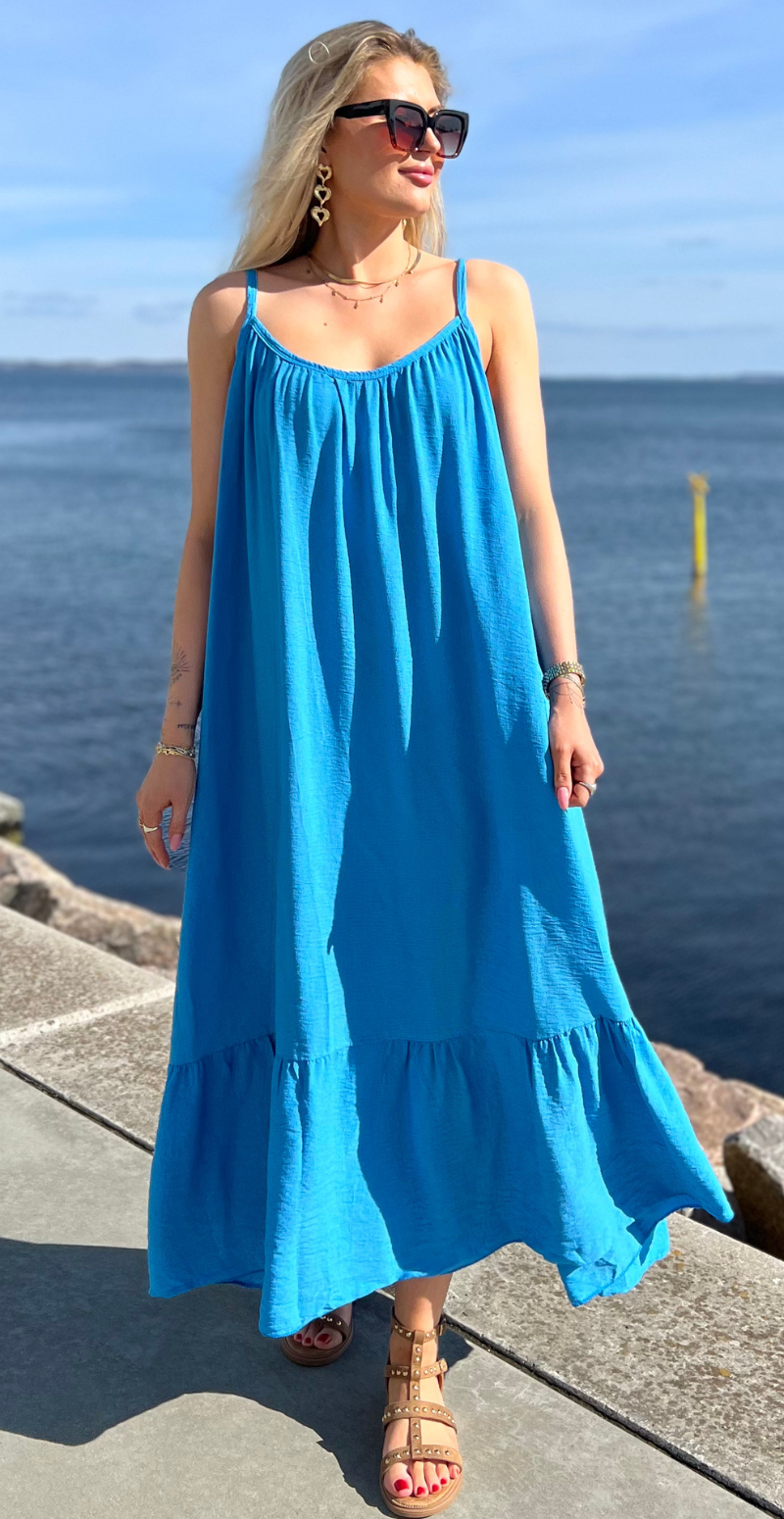 lang blå lydia stropkjole likelondon