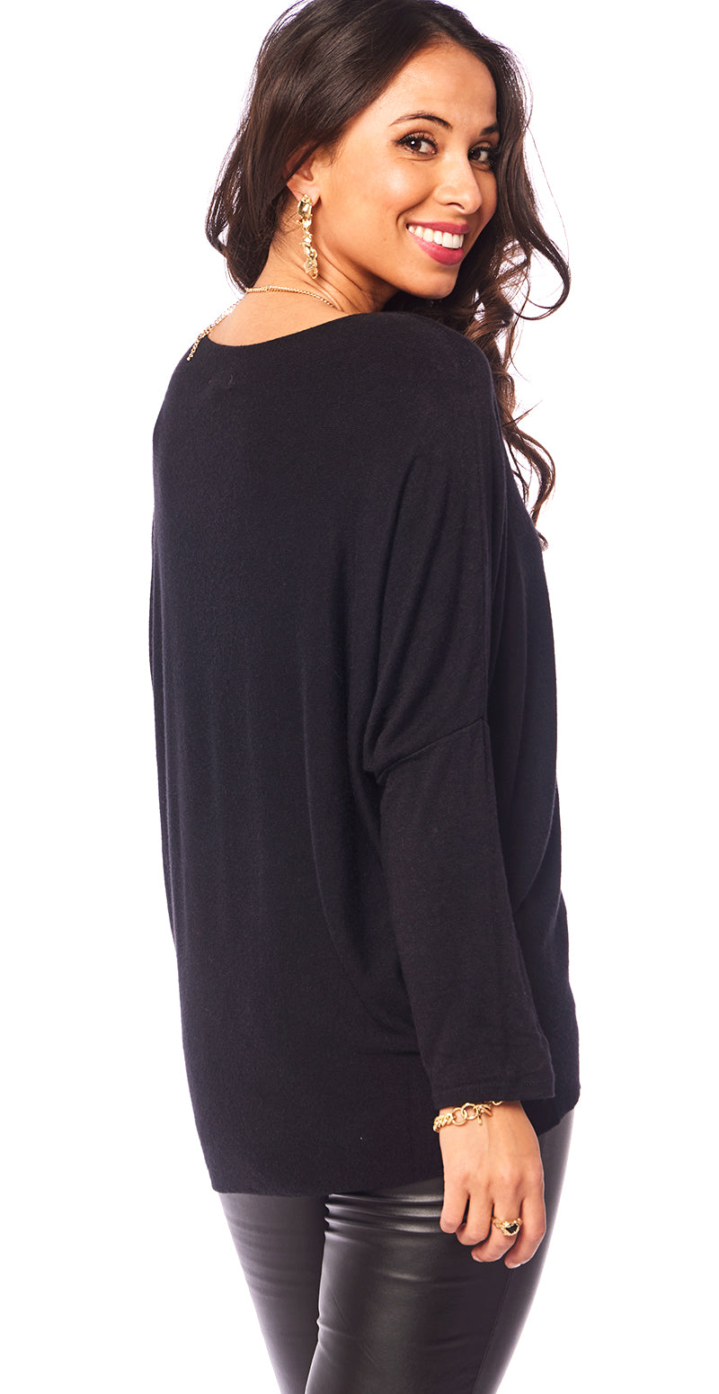 Madelene bluse med hjerte sort LikeLondon