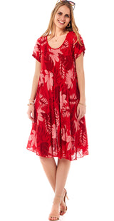Thilde A-formet kjole med blade rød LikeLondon