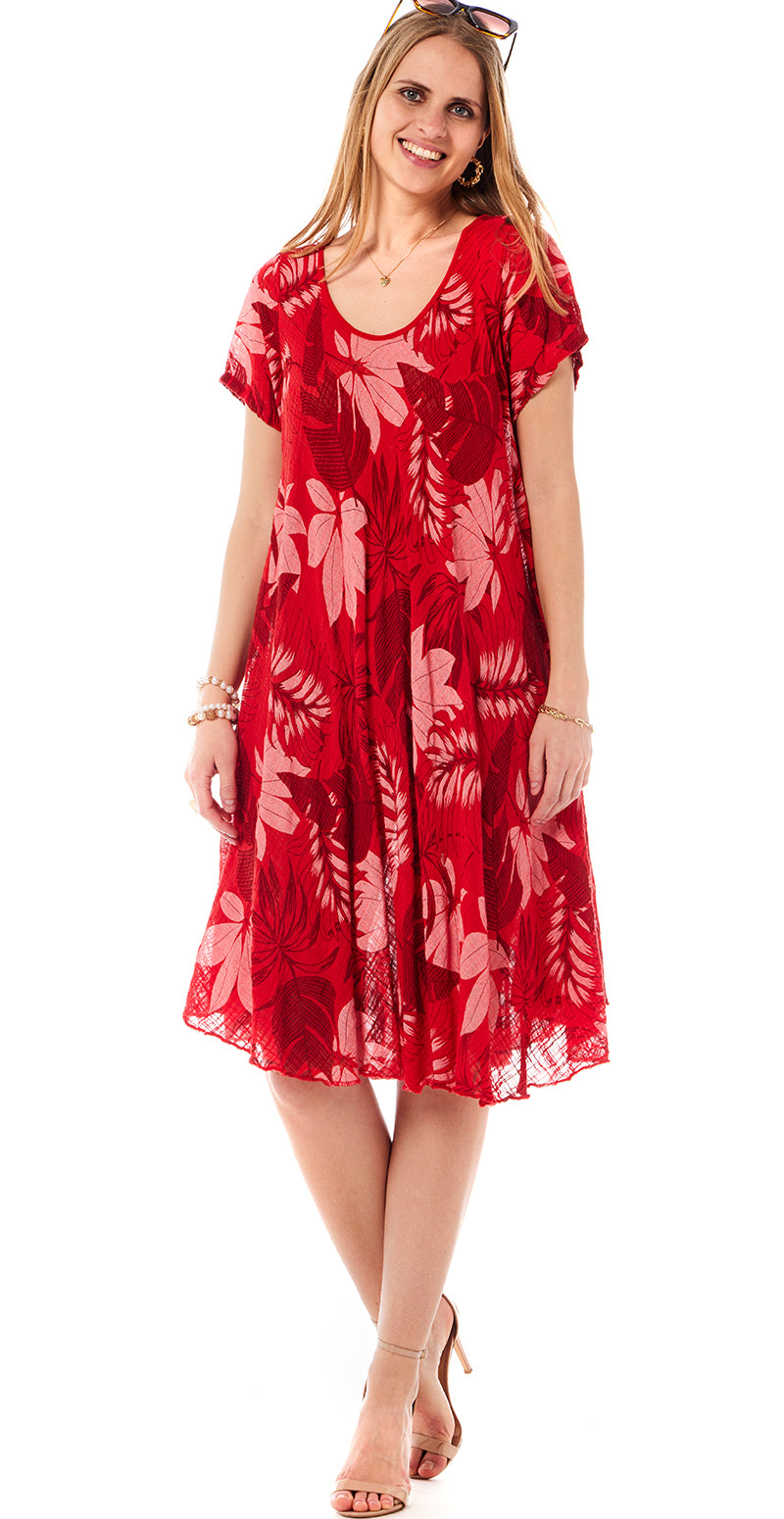 Thilde A-formet kjole med blade rød LikeLondon