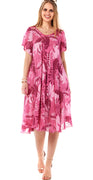 Thilde A-formet kjole med blade pink LikeLondon