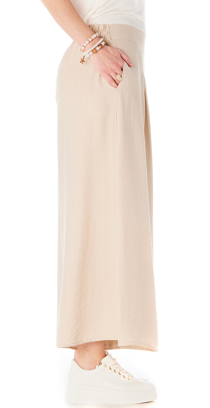 Khloe bukser med brede ben sand LikeLondon