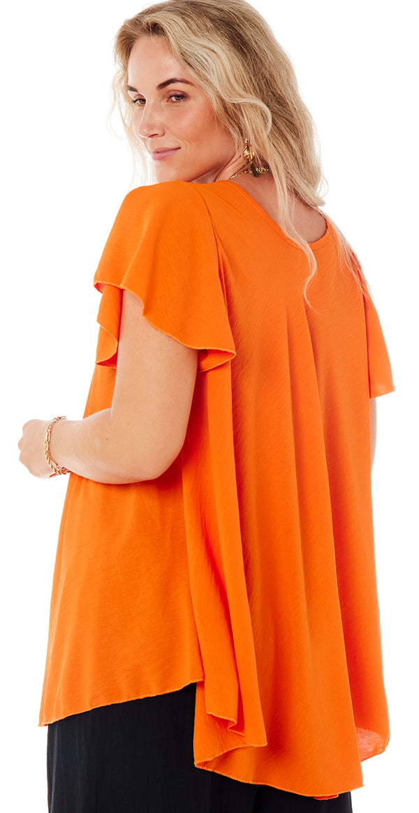 Alma bluse med vidde orange Likelondon