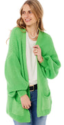 Asta kort strik cardigan med lommer lys grøn Likelondon