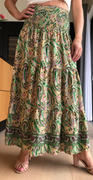 Gaia silke nederdel med paisley print grøn LikeLondon