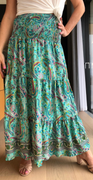 Gaia silke nederdel med paisley print mint LikeLondon