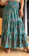 Gaia silke nederdel med paisley print petrol LikeLondon
