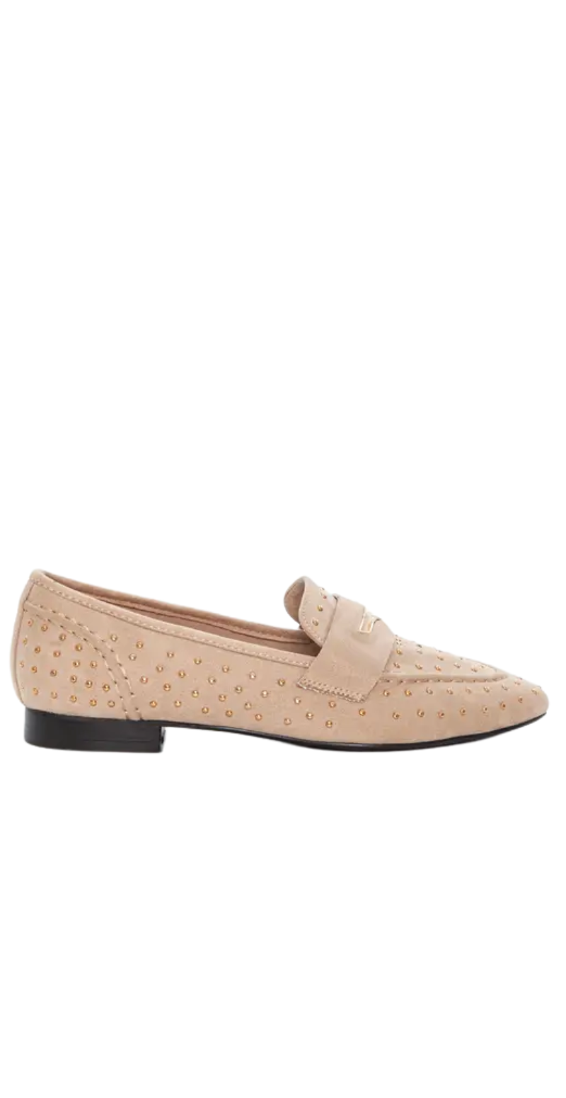 Ballerina-loafers med nitter beige