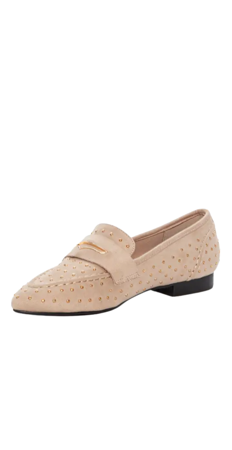Ballerina-loafers med nitter beige