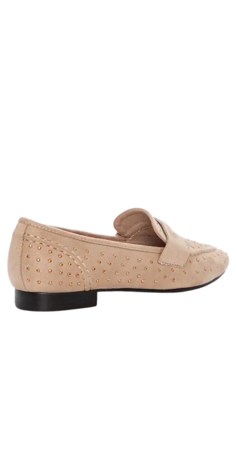 Ballerina-loafers med nitter beige