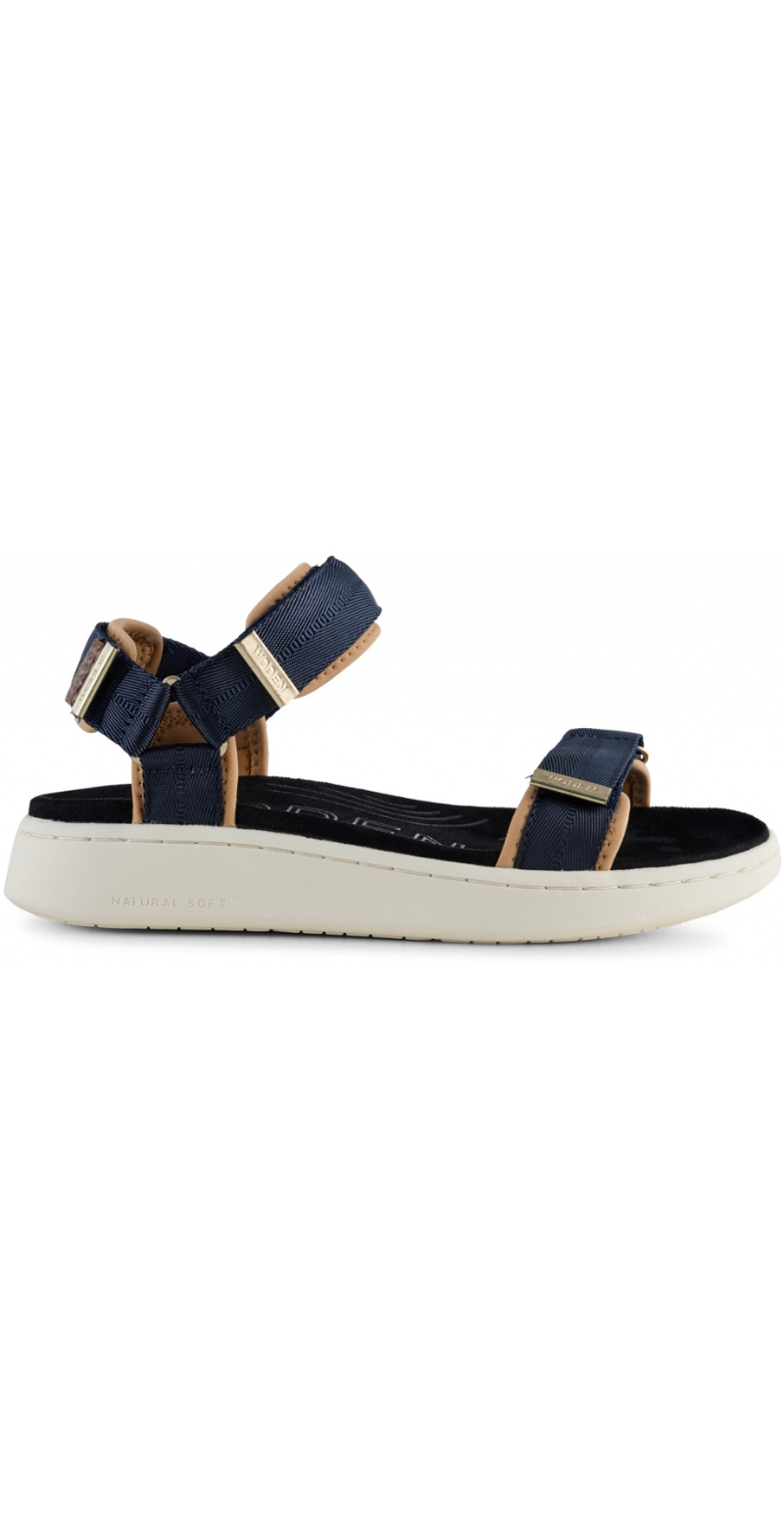 Woden sandal med velcro navy