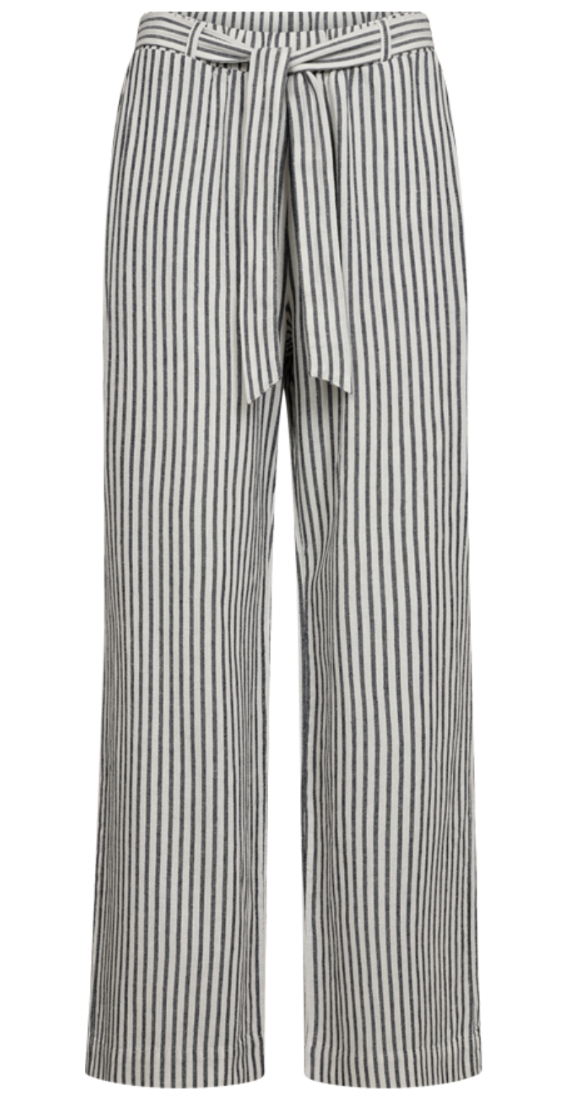 Lavisco hørbukser med lommer og bindebånd offwhite w. navy