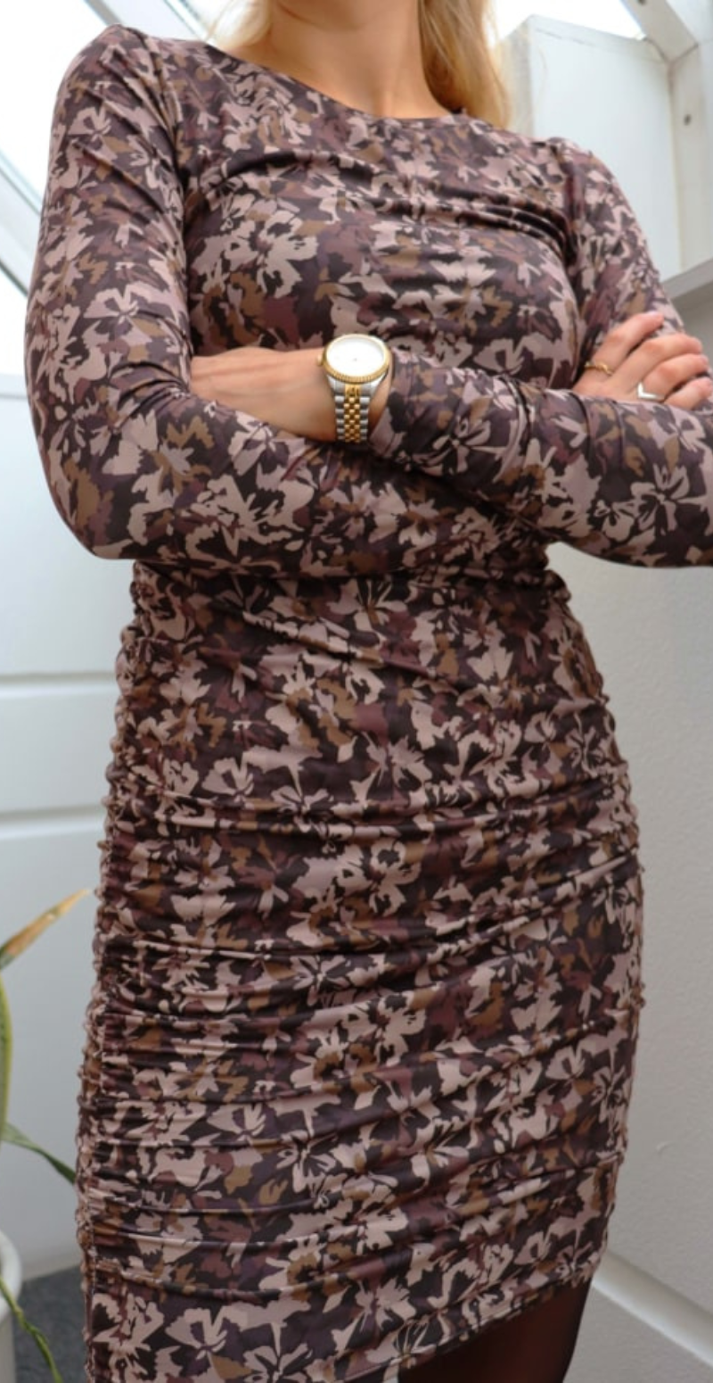 Alma dress brown camo flower
