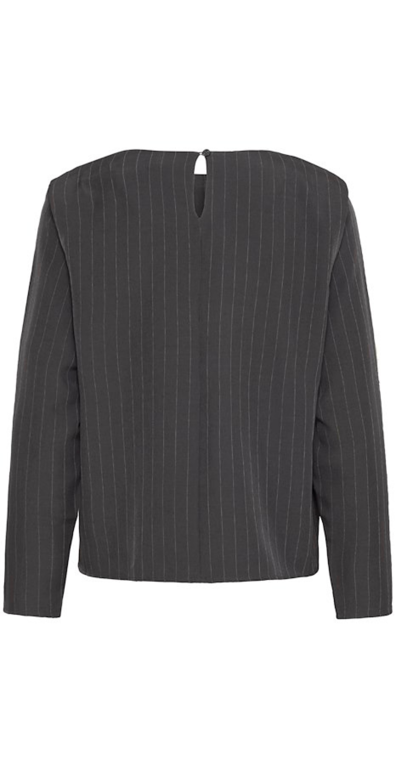 Midde bluse dark grey mel. pinstripe