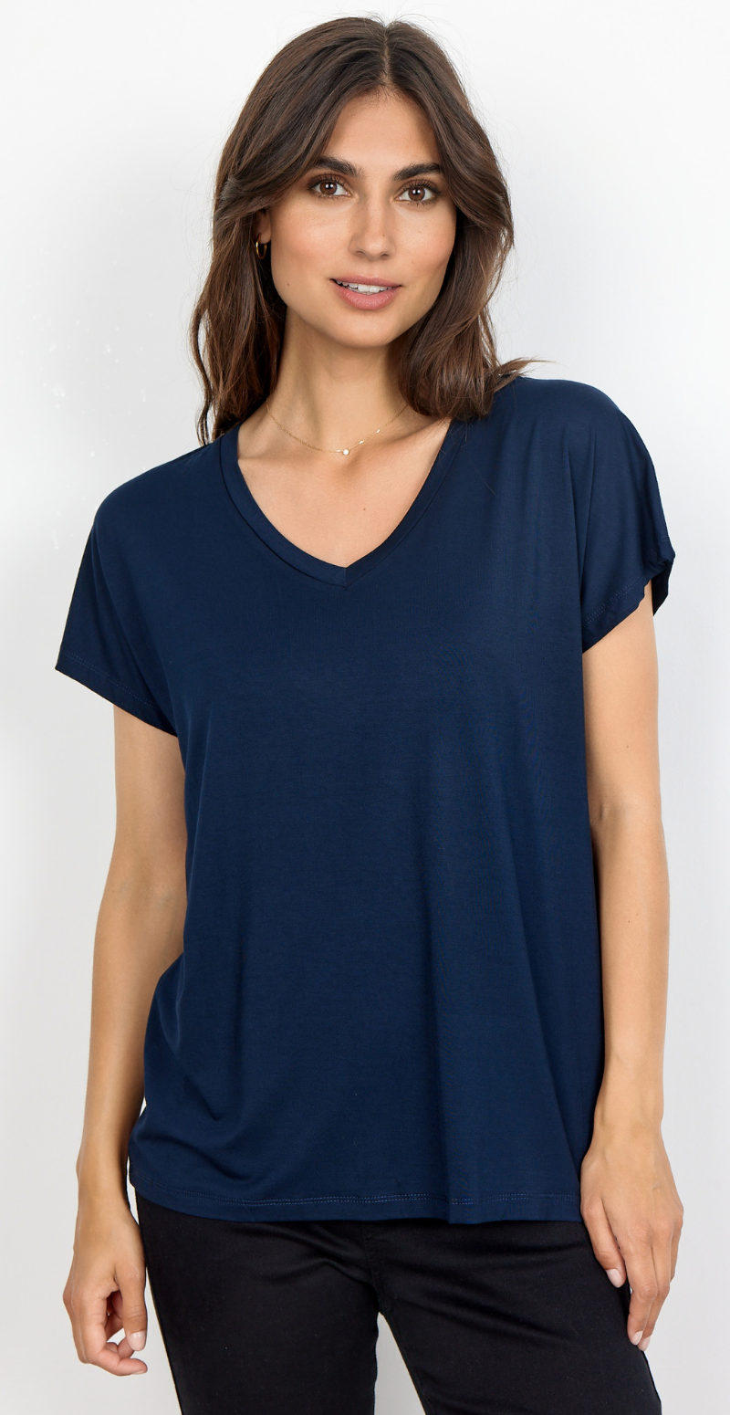 Sophia basisbluse med v-hals navy