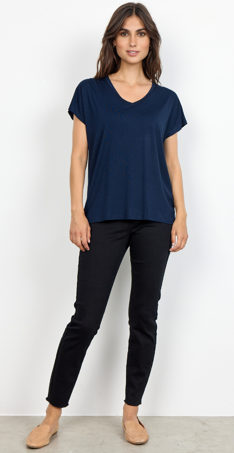 Sophia basisbluse med v-hals navy