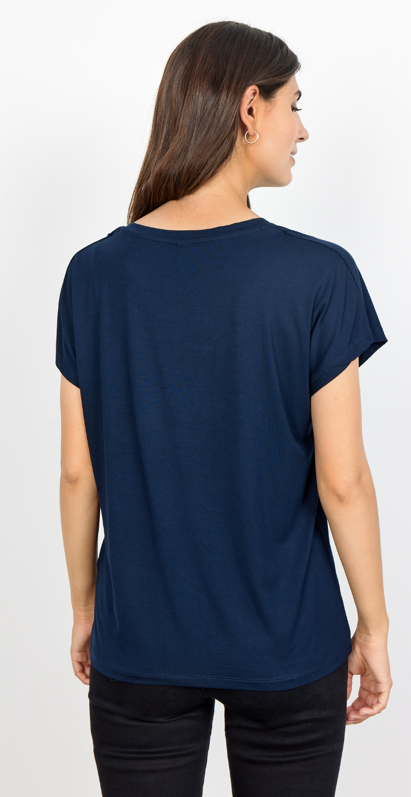 Sophia basisbluse med v-hals navy