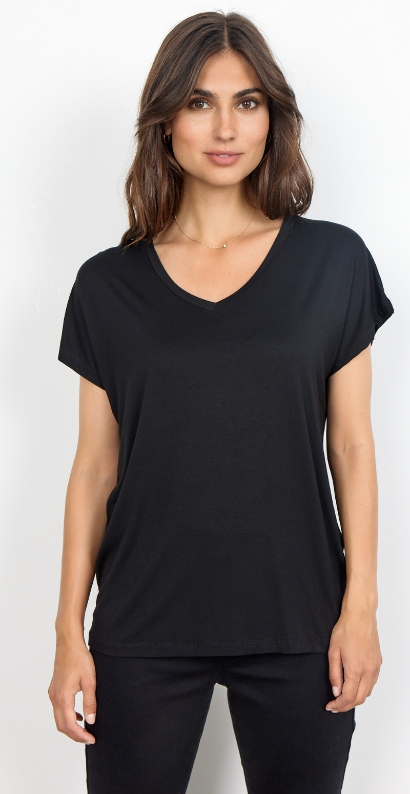 Sophia basisbluse med v-hals sort