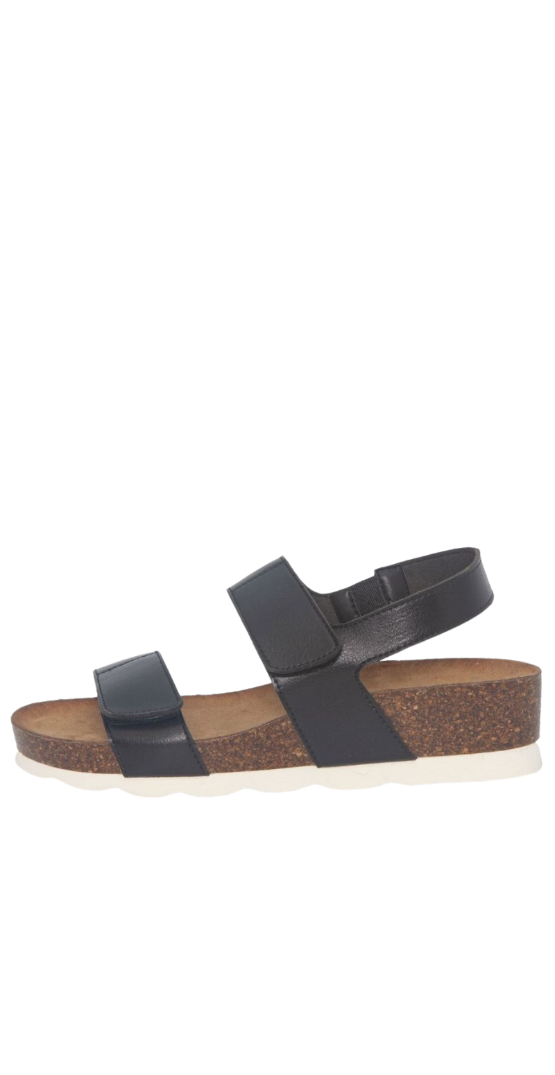 Sandal med velco og plateau sort