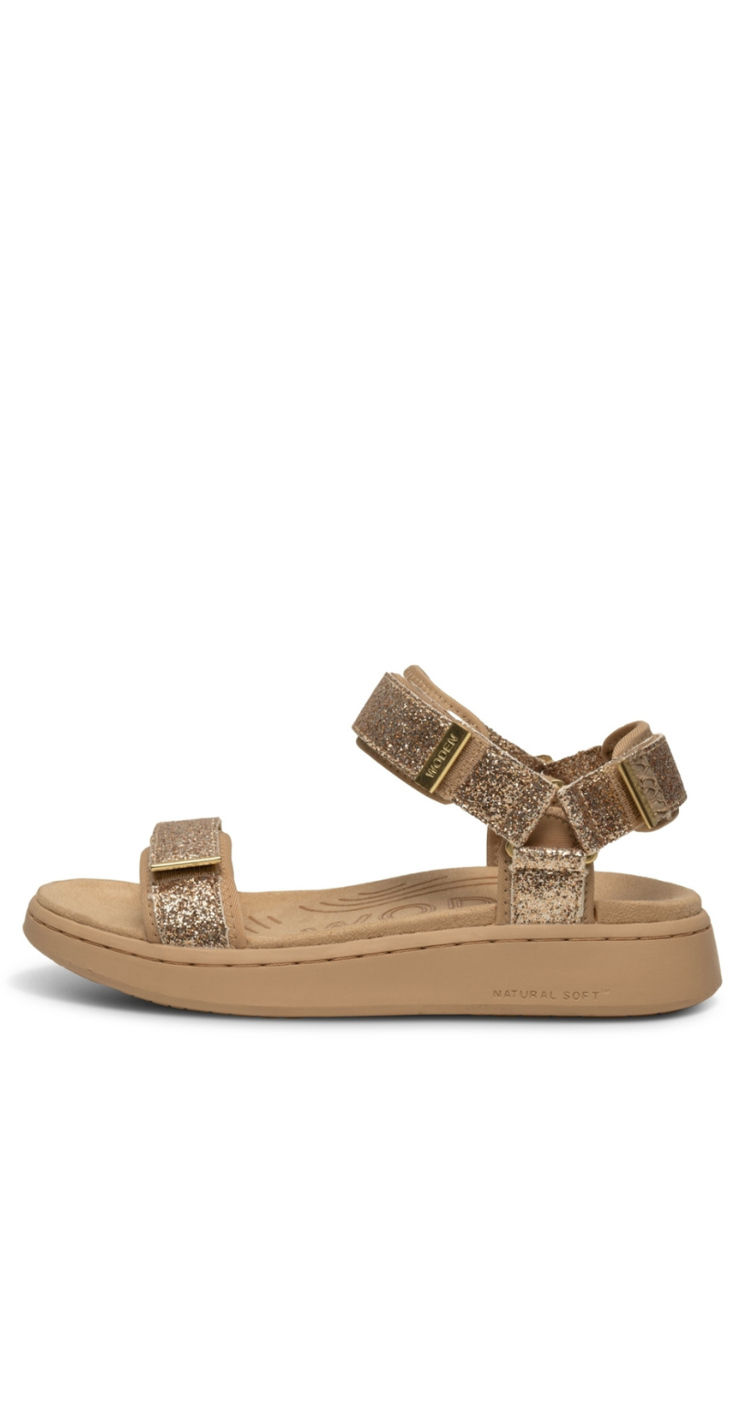 Sandaler med glimmerremme coffee cream