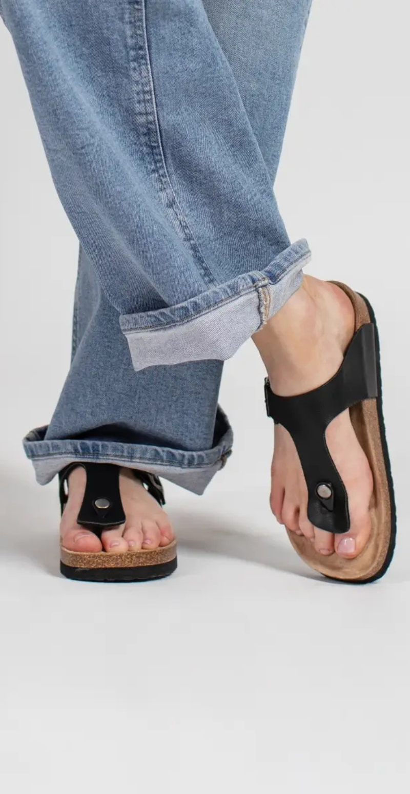 Slip-in sandal med spænde sort