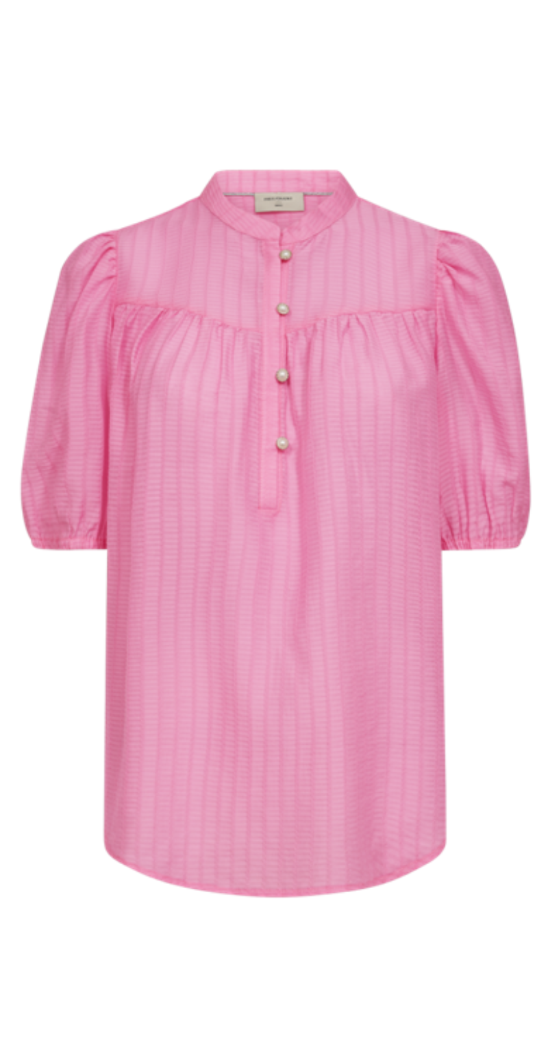 Bella bluse med knapdetaljer fuchsia pink