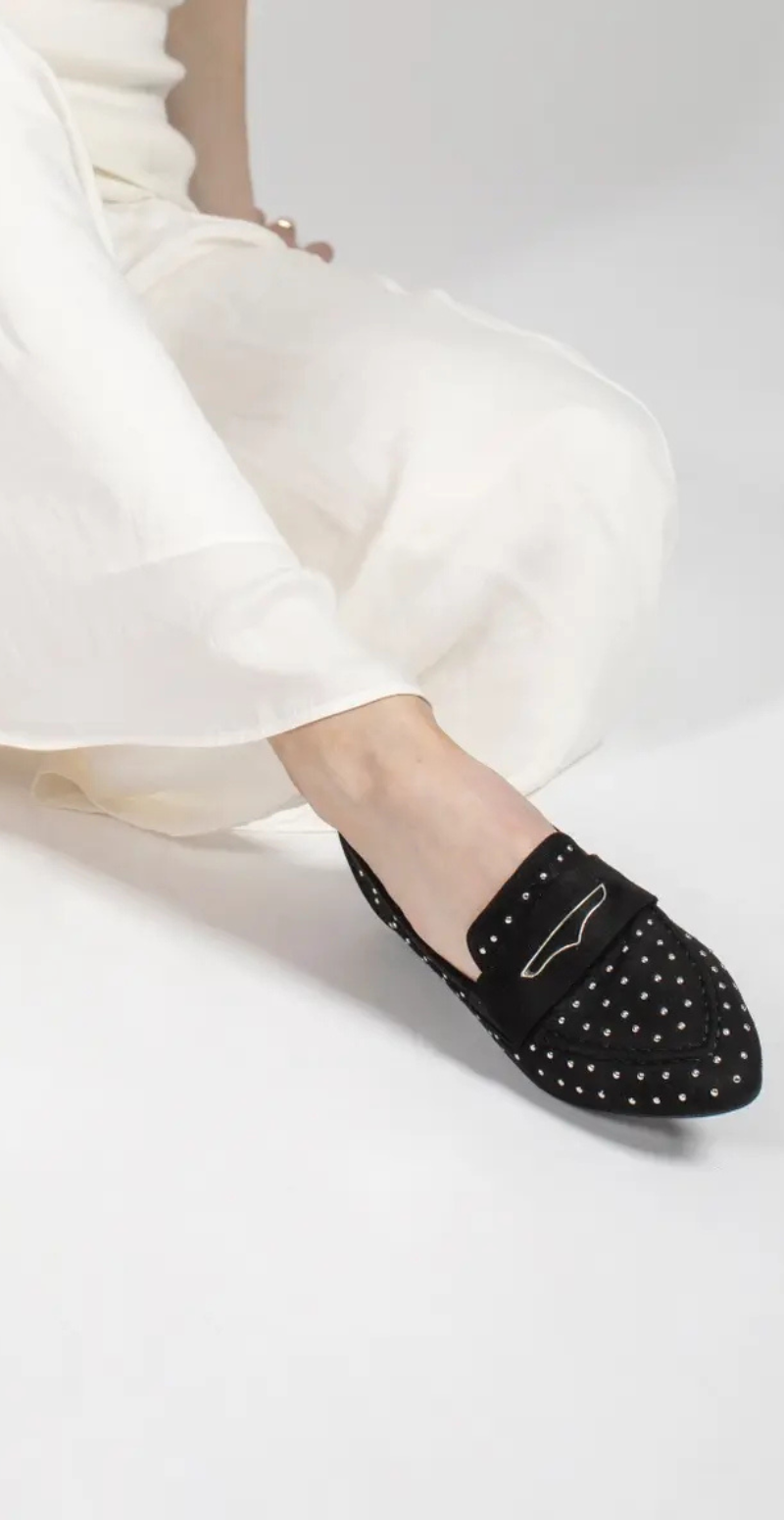 Ballerina-loafers med nitter sort