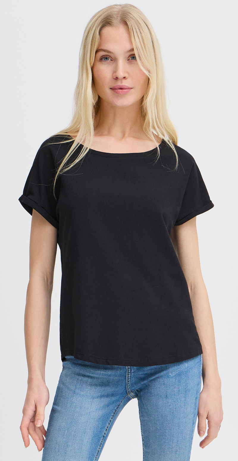 Pamila ensfarvet t-shirt sort