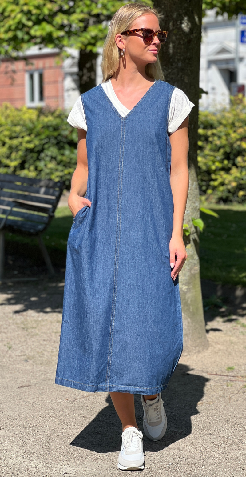 Lisea denim kjole medium blue denim