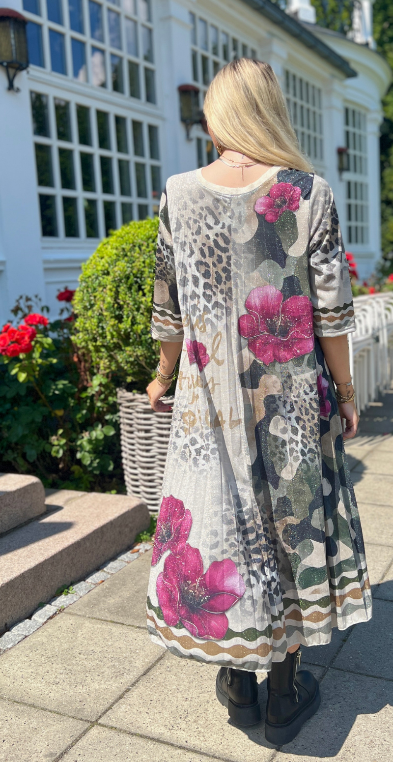 Luna plisseret strikkjole med print leopard LikeLondon