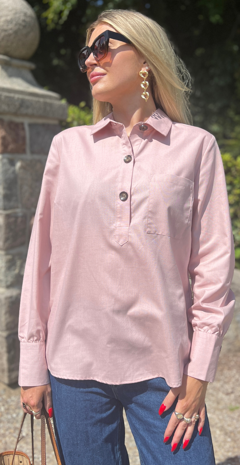 Flynn skjorte med stolpelukning pale mauve