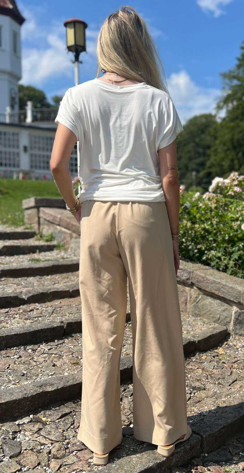 Ilva bukser med stribe beige LikeLondon