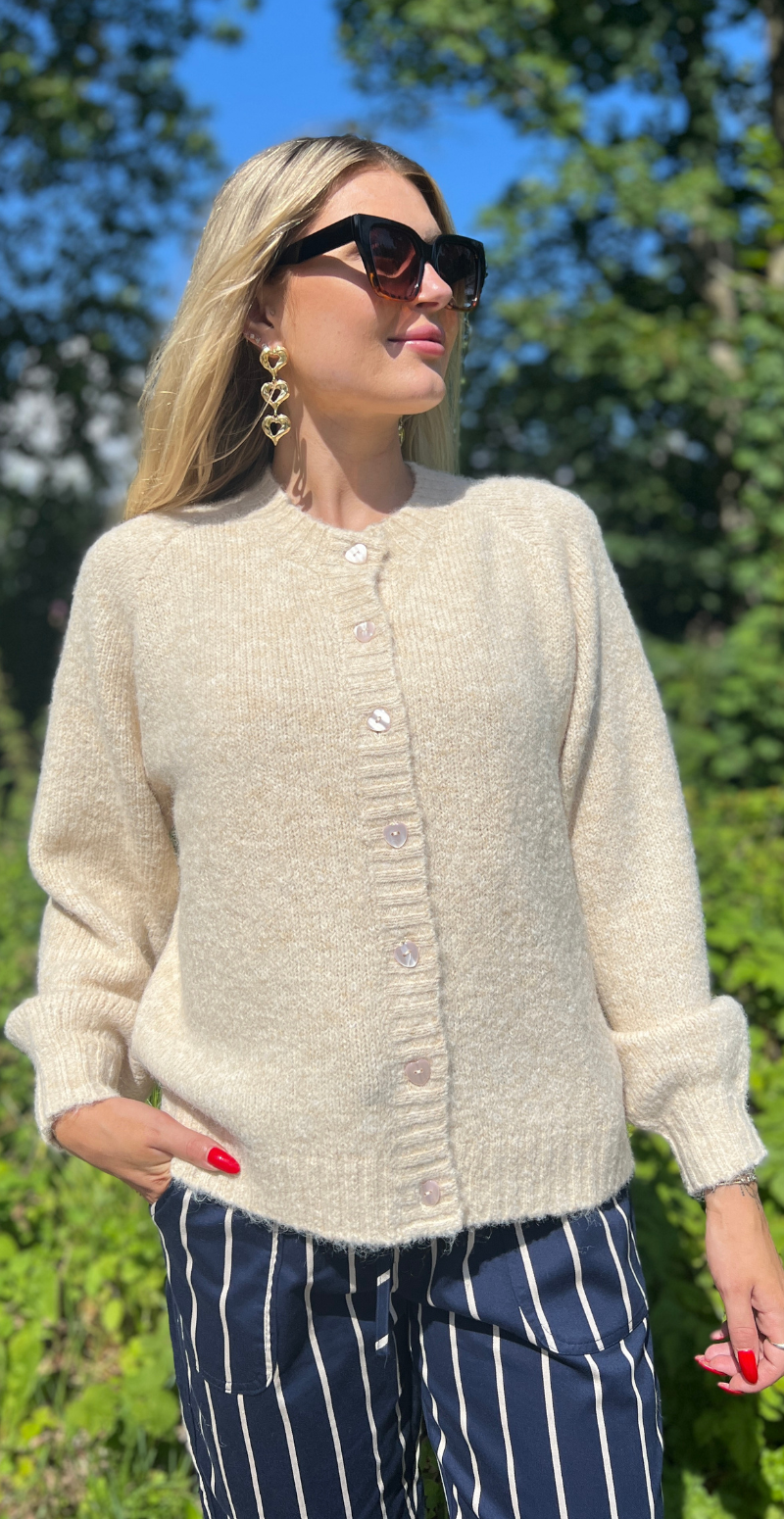 Kort strik cardigan moonbeam