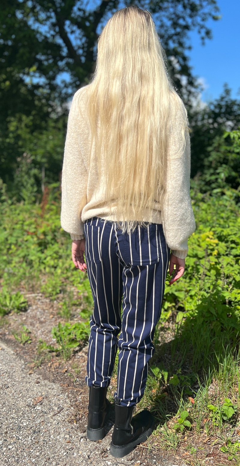 Vera bukser med striber navy LikeLondon